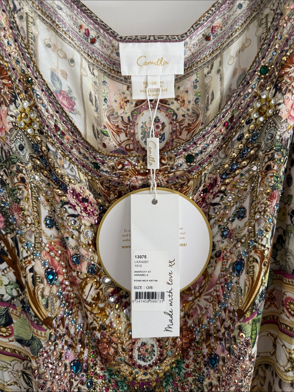 Camilla Beige Floral & Leopard-Print Beaded Maxi Caftan - Picture 2 of 3
